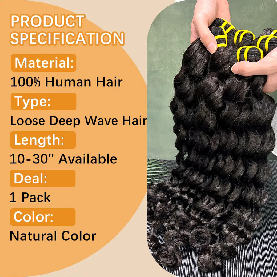 Aphrodite Loose Deep Wave Echthaar Haarverlängerungen, Unisex - Bild 2