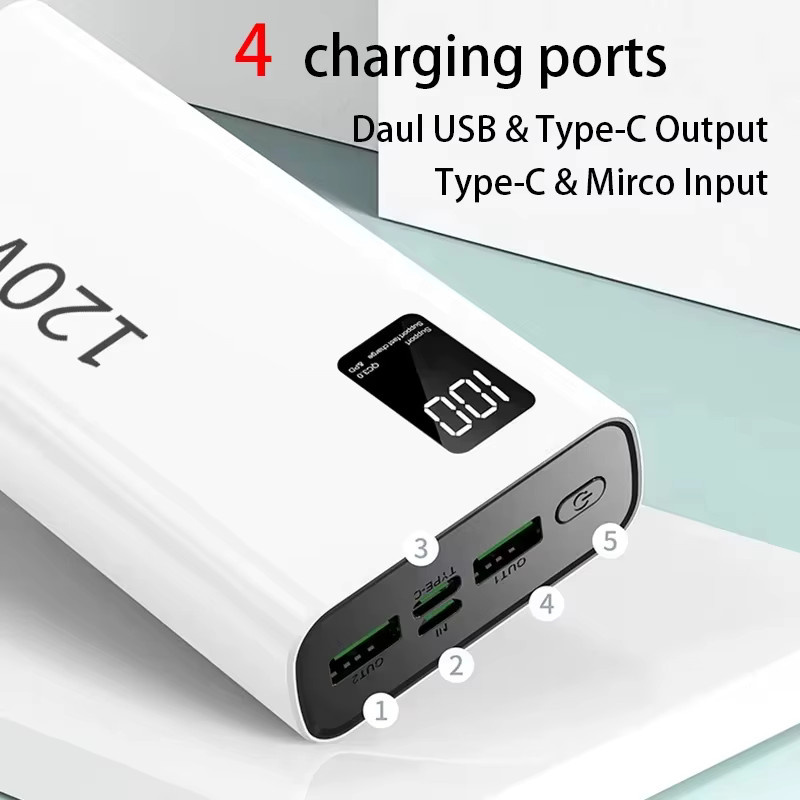 Power Bank mit 50000 mAh Kapazität und 120 W Superschnellladung in Schwarz - Bild 6