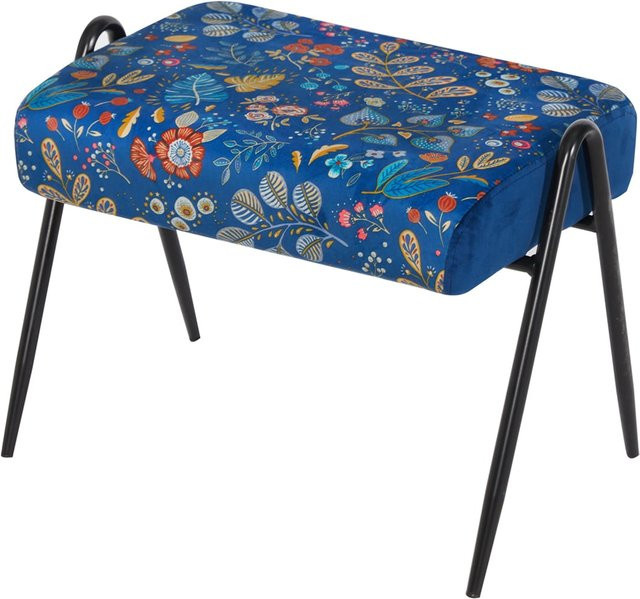 HTI-Living Polsterhocker Olean Blue Fantasy mit Metallrahmen und Samtbezug, B/H/T: 55 x 42 x 39 cm - Bild 1