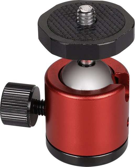 Mini Stativ-Kugelkopf aus Aluminiumlegierung mit 360-Grad-Rotation und 1/4 Zoll Schraube in Rot für DSLR-Kameras - Bild 1
