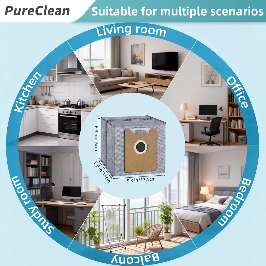 Heloxyo Ersatz-Staubbeutel für Eufy Clean G35+, G40+, G40 Hybrid+ Auto-Empty Station mit 4-Schicht-Filtration und Aktivkohle, Grau - Bild 3