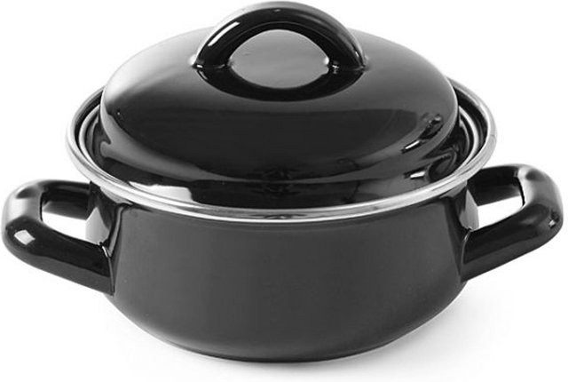 Hendi Suppen- und Saucentopf mit Deckel, Schwarz, Emaille, 6 l - Bild 1