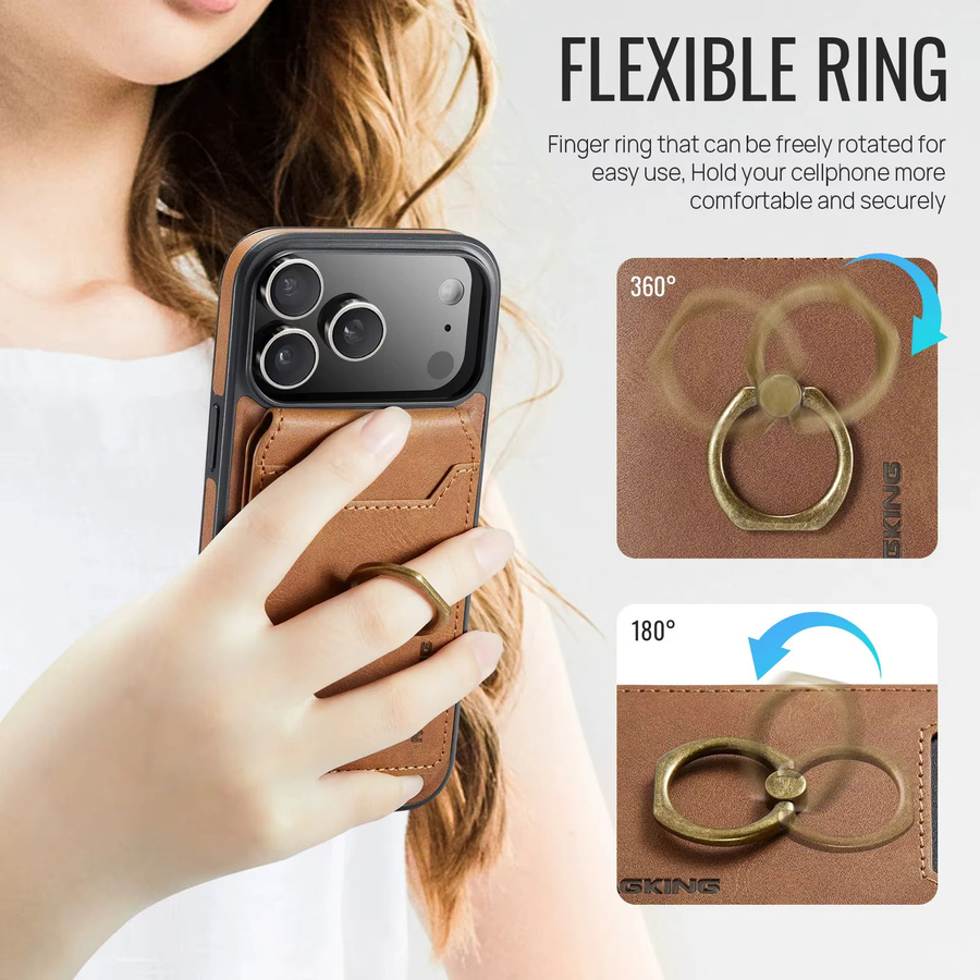 Aierkeba 2-in-1 Leder-Handyhülle für iPhone mit MagSafe-Kompatibilität, Kartenfach und Ring in Lila - Bild 3