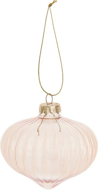 Rico Design Glaskugel Zwiebel als Baumschmuck für Weihnachten in transparent-gold, Durchmesser: 8 cm - Bild 1