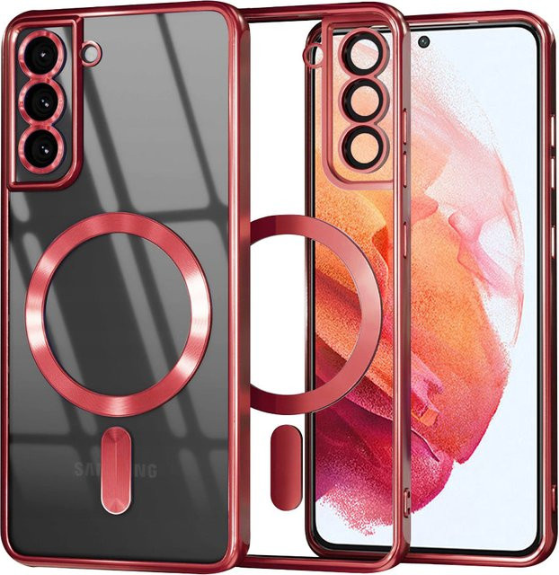 Techsuit Luxury Crystal MagSafe-Hülle für Samsung Galaxy S21 5G G991 in Rot und Transparent - Bild 1