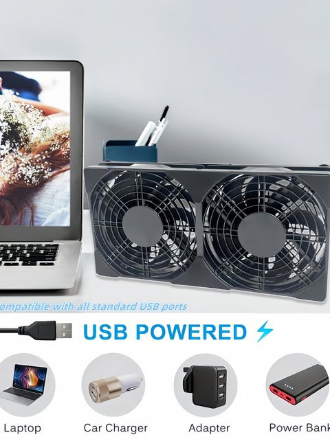 CX FUTRUE USB-Kühlventilator in Schwarz, 120 mm, 5V, 1400 U/min, geeignet für Laptop, Computer, Handy und Router - Bild 1