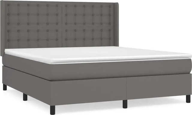 vidaXL Boxspringbett mit Matratze Hybrid-Design in Grau aus Kunstleder B/T/H: 160 x 200 cm - Bild 1