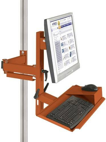 Manuflex LZ8203.2001 ESD Ergonomie Monitorträger für Alu-Aufbauportale mit Tastatur- und Mausfläche in Orange mit VESA-Adapter 100mm - Bild 1