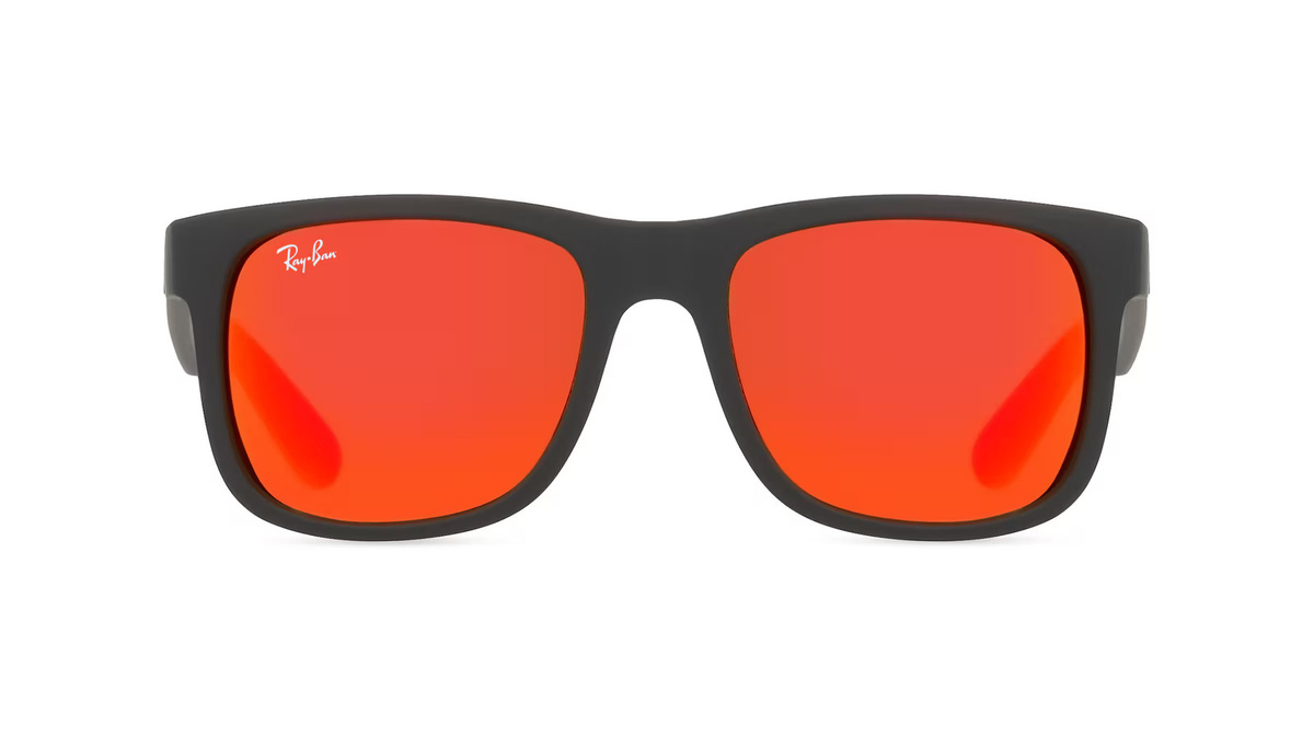 Ray-Ban RB 4165 JUSTIN Sonnenbrille, Vollrand, Quadratisch, Kunststoff, Herren, schwarz, orange - Bild 1