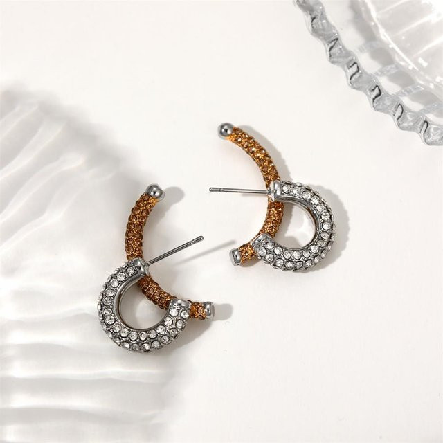 SLOONGJEWELRY Ohrstecker Edelstahl, zweifarbig Zirkon, 18 Karat vergoldet - Bild 1