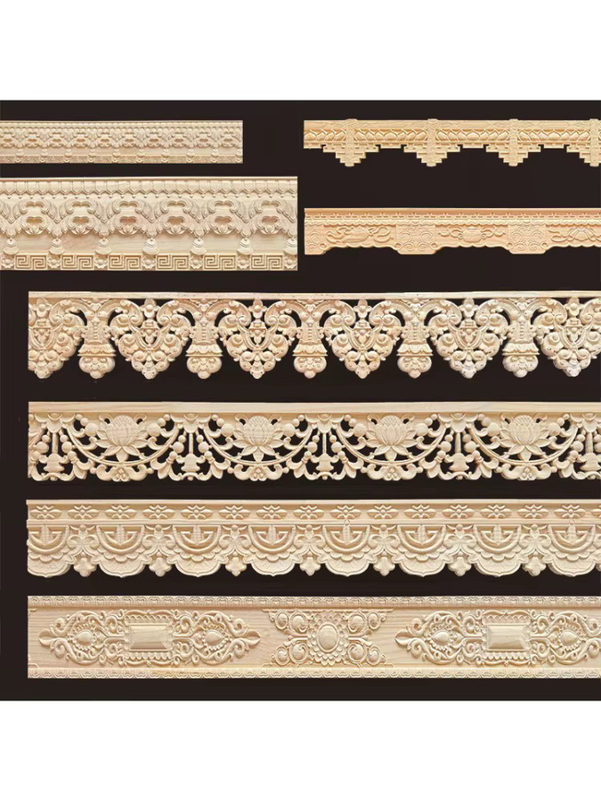 MaYupeT Dekorative Holzapplikation in Beige mit floralem Design für Wandkunst und Möbeldekor - Bild 2
