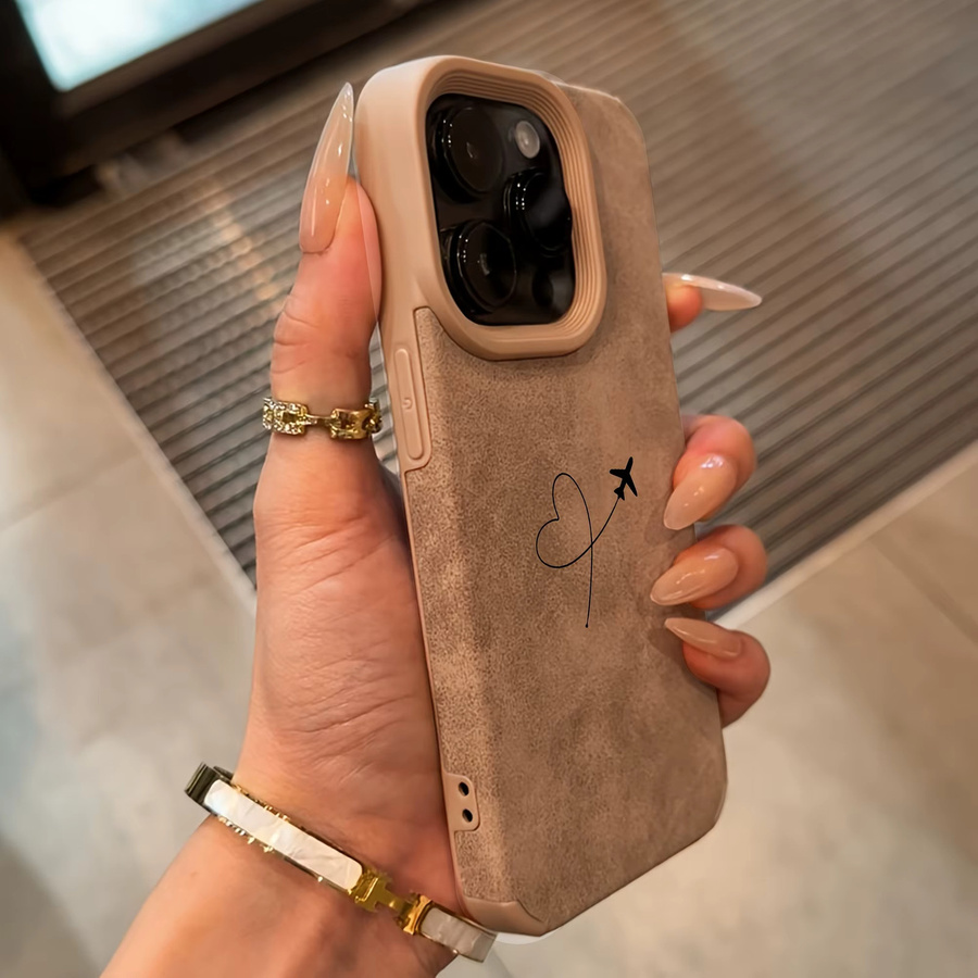 DecoPhone Kunstleder Handyhülle mit Flugzeugrouten-Liebesherz-Design für iPhone 11 bis iPhone 17 Pro Max und Air - Bild 3