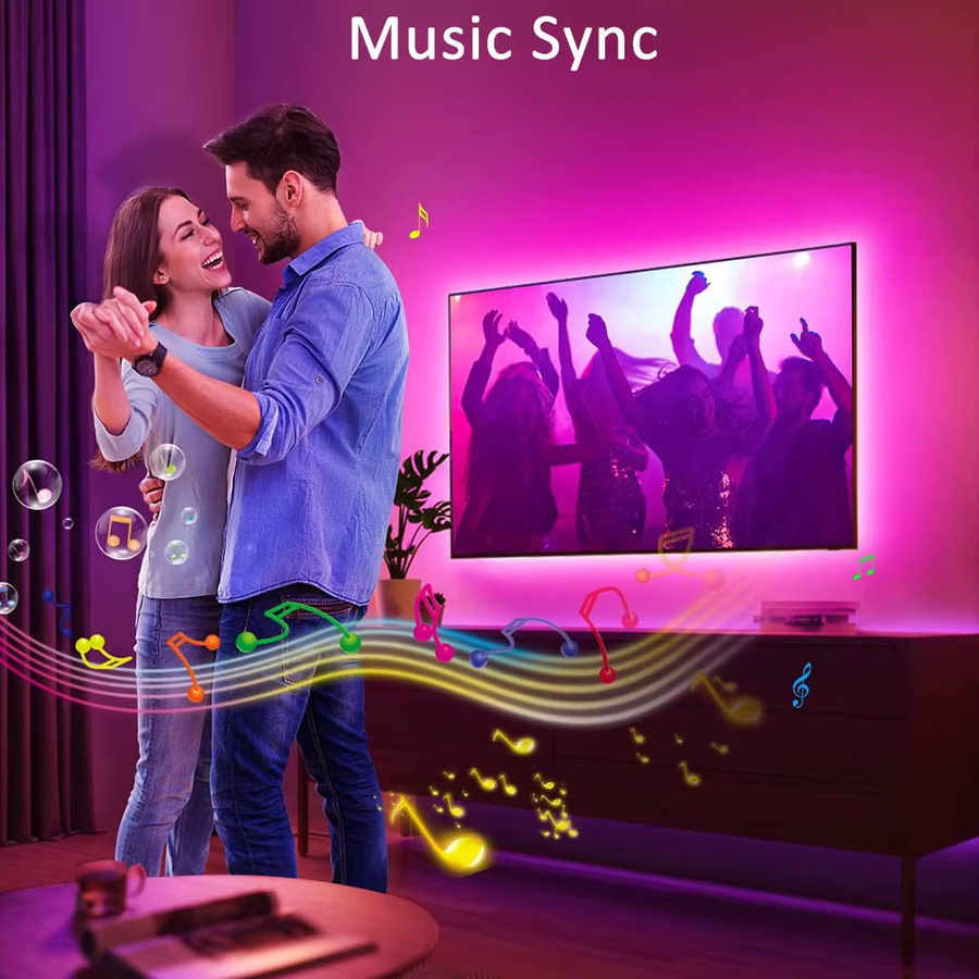Mikenoon RGB 5050 LED-Streifen mit Musik-Synchronisierung für TV-Hintergrundbeleuchtung und Dekoration, Multicolour, 30 LEDs/m - Bild 4