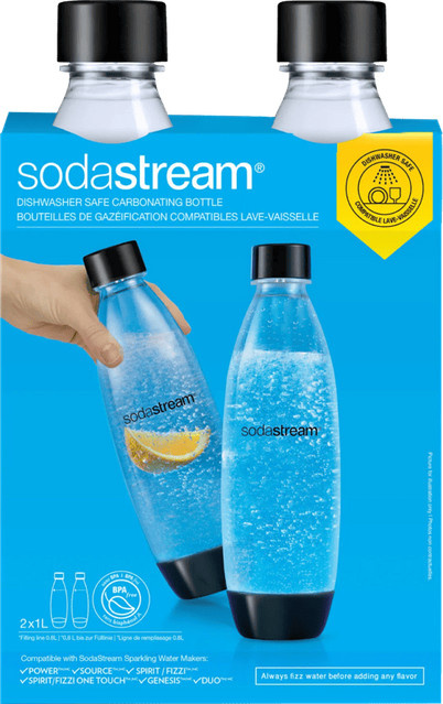 SodaStream Kunststoffflaschen 1 Liter Doppelpack, Schwarz und Transparent - Bild 1