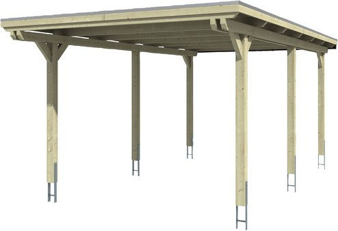 Skan Holz Carport Emsland Flachdach aus Fichte in Beige mit Aluminium-Dachplatten B/T: 354 x 604 cm, Höhe: 238 cm - Bild 3