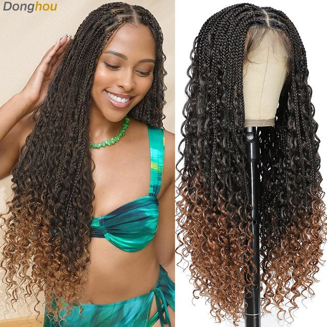 Donghou Ombre Boho knotenlose geflochtene Perücke, Damen, 1B T30 - Bild 1