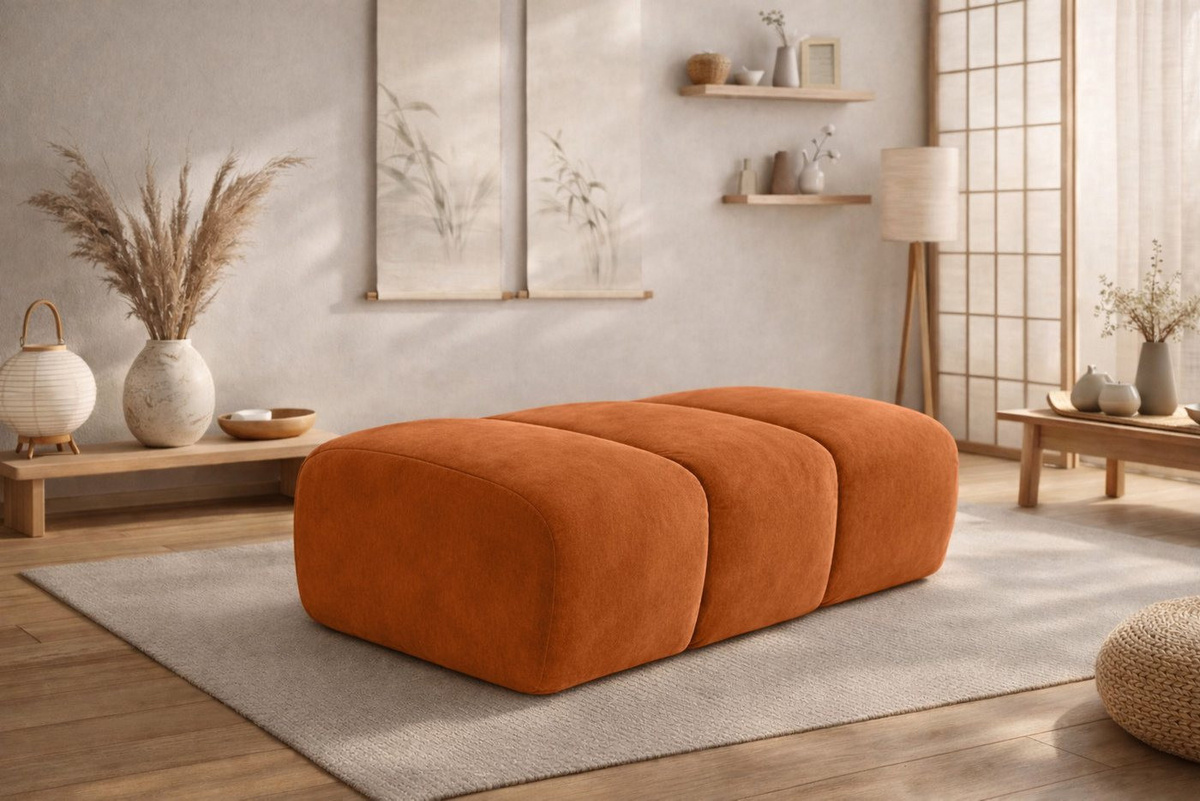 Kaiser Möbel Pouf CROISSANT modular aus Samtstoff Bluvel in Zimtfarbe - Bild 1