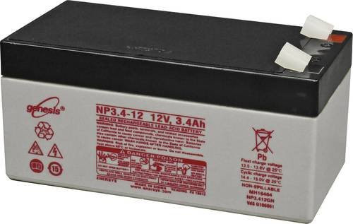 EnerSys Genesis NP3.4-12 Bleiakku 12V 3.4Ah Blei-Vlies AGM mit Flachstecker 6.35mm B/H/T: 134 x 67 x 67 mm - Bild 1