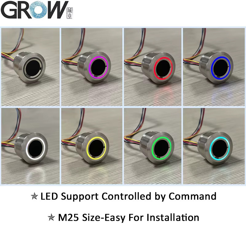 GROW R503 Kapazitiver Fingerabdrucksensor mit kreisförmiger RGB-Ringanzeige, DC3,3 V, SH1,0-6-polig, Farbe: Silber - Bild 2