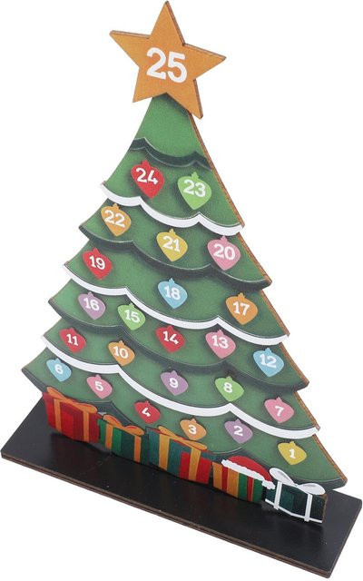 Koogeelife Adventskalender Weihnachtsbaum aus Holz als Tischschmuck in Grau und Multicolour - Bild 1