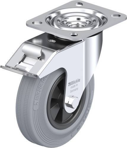 Blickle Lenkrolle 869 L-VPP 125G-FI-SG mit Feststeller, Rad-Durchmesser: 125 mm, Tragfähigkeit: 100 kg, Farbe: Grau/Schwarz/Blau - Bild 1