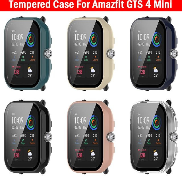Amazfit GTS 4 Mini Schutzhülle mit gehärtetem Glas, Schwarz, transparent - Bild 1