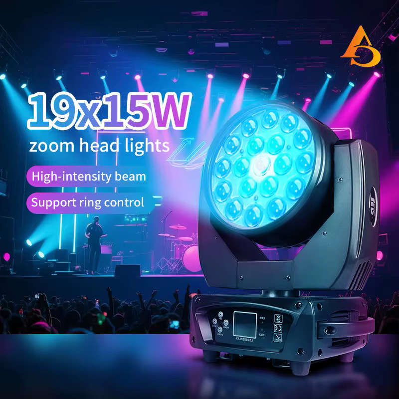 LED DMX Moving Head Beam mit 19x15W RGBW Zoom und Flightcase in Schwarz - Bild 5