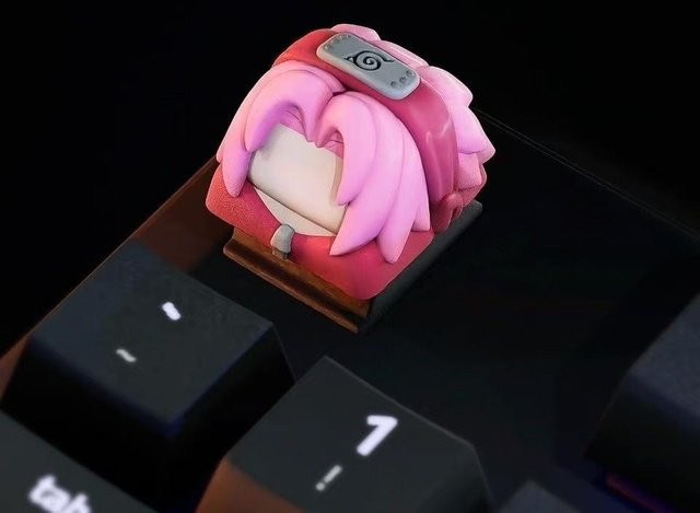 Naruto DIY Mechanische Tastatur Tastenkappe mit Sasuke Uzumaki Sakura und Naruto Motiven in Pink für ESC und Grundtasten - Bild 1