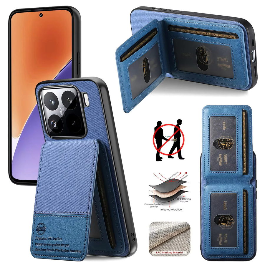 Leder-Handyhülle mit RFID-Schutz und Kartenfach für Xiaomi und Redmi Modelle in Schwarz - Bild 2