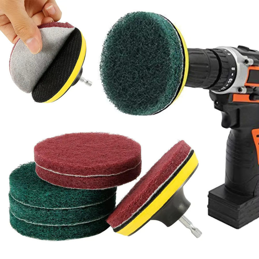 Hands DIY Power Scrub Reinigungsset mit weichen Scheuerschwämmen und Bohrkissen in Multicolor für Wannen, Glas, Stein und Fliesen - Bild 2