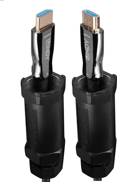 Lindy HDMI 8K60 Hybrid Fibre Optic Kabel, gepanzert, schwarz, Länge: 20 m - Bild 1