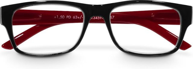 Hama Lesebrille, Kunststoff, Schwarz/Rot, Unisex, Vollrand, rechteckig - Bild 1