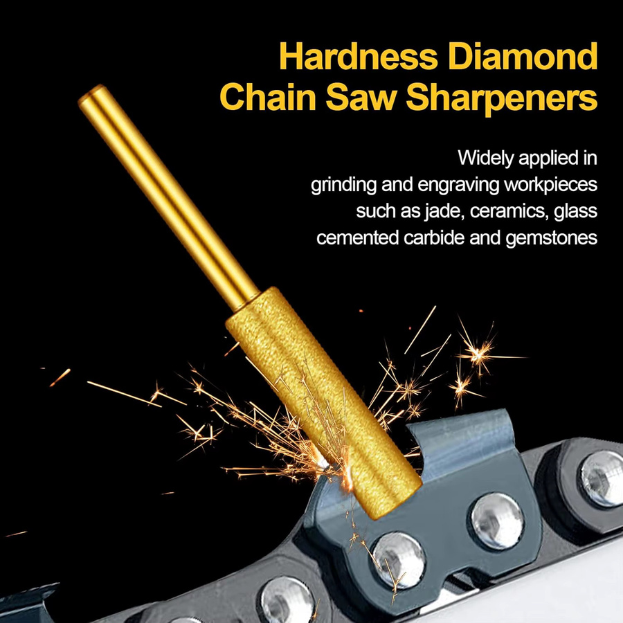 SI FANG 10-teiliges diamantbeschichtetes zylindrisches Grat-Set in Gold für Metall und Holz, Kettenschleifer-Zubehör zum Schärfen und Gravieren, Durchmesser: 4 mm bis 5,5 mm - Bild 3