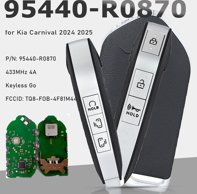 KEYECU Smart Remote Key FOB 95440-R0870 mit 5 Tasten, 433 MHz 4A Keyless Go für Kia Carnival 2024 2025, Schwarz - Bild 1