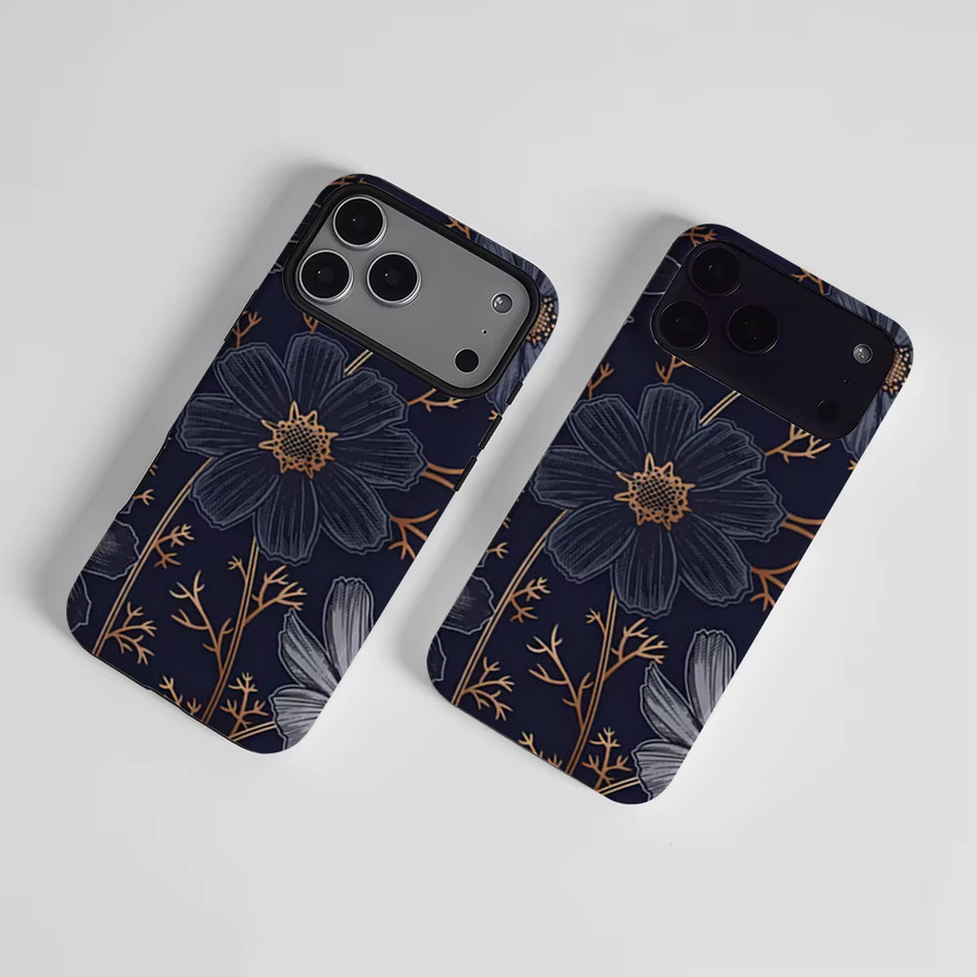 CaseLumi Matte Bumper MagSafe Schutzhülle für iPhone 17 16 15 14 13 Pro Max mit vergoldeten Blumen in Gold - Bild 2