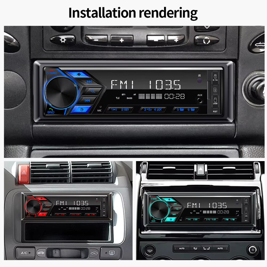 AKAMATE Universal Auto Radio mit Bluetooth, MP3, AUX, USB, TF-Karte und FM Radio in Schwarz - Bild 3