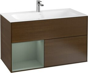V&B Waschtischunterschrank Finion Wandbeleuchtung in Walnuss, lackiert, B: 99,6 cm, H: 49,8 cm - Bild 1