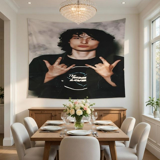 Finn Wolfhard Stil Wandteppich aus weichem Stoff, Mehrfarbig, B x H: 90 x 150 cm - Bild 1