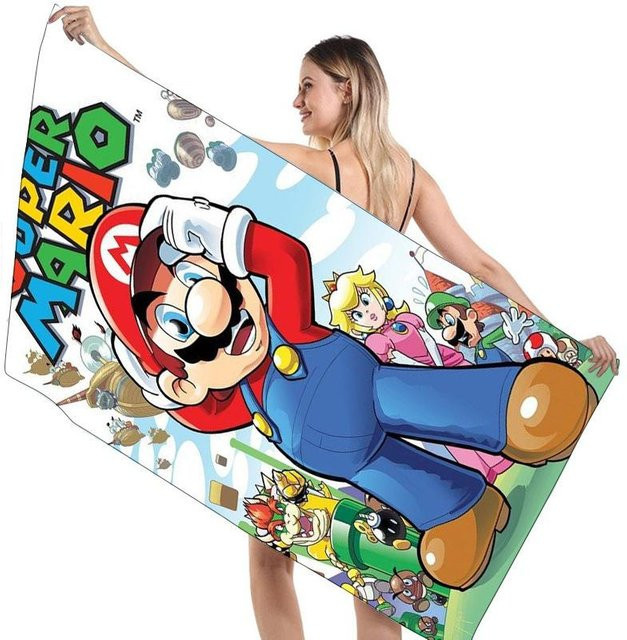 Super Mario Kinder Strandtuch von HauteHive, mehrfarbig, aus Mikrofaser, schnelltrocknend und flauschig - Bild 1
