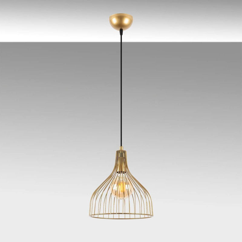 Opviq Pendelleuchte Cafu in Gold, höhenverstellbar, E27, B/T/H: 25 x 25 x 123 cm - Bild 4