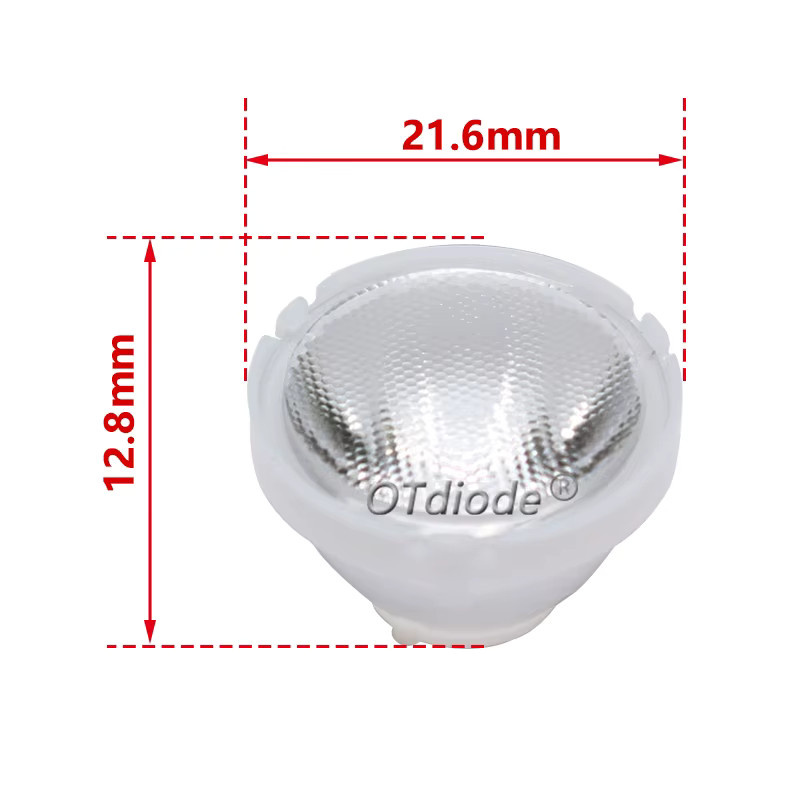 10 Stück XLM XML2 XPH50 LED 5050 Fokuslinsen mit weißem Halter, Kollimator Reflektor für OT-Diode, Breite: 21 mm, Tiefe: 13 mm, verschiedene Winkel verfügbar - Bild 1