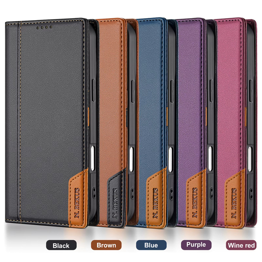 Business Lederhülle Flip Wallet Cover für Samsung Galaxy A17 A37 A57 A16 A36 A56 A26 A07 A55 A35 A15 A54 A34 A14 A53 A33 A13 in Schwarz - Bild 6