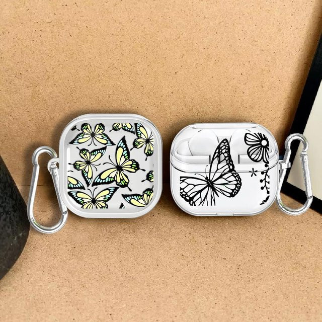 Transparente Samsung Galaxy Buds Hülle mit Schmetterlings-Design für Buds 4 Pro, 3 Pro, 3 FE und Live - Bild 1