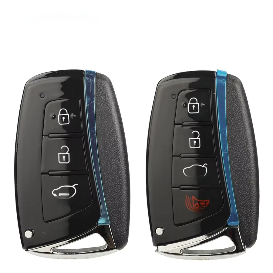 Jingyuqin Fernbedienungs-Autoschlüsselgehäuse für Hyundai Genesis Santa Fe Equus Azera, 3/4-Tasten Smart Fob Schlüsselhülle, Schwarz - Bild 5