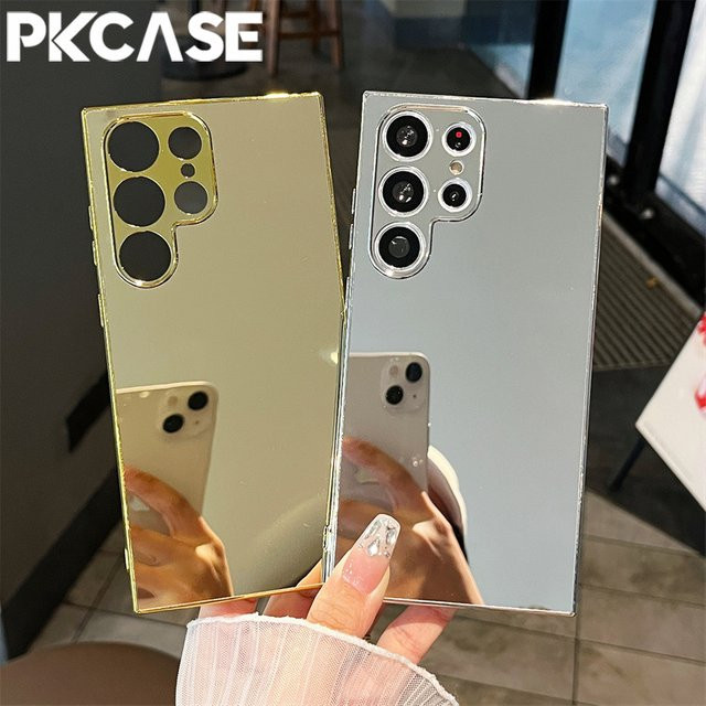 PKCASE Galvanisierte Spiegel-Handyhülle für Samsung Galaxy S26 S25 S24 S23 FE Ultra Plus, stoßfeste Schutzhülle in Silver oder Gold - Bild 1