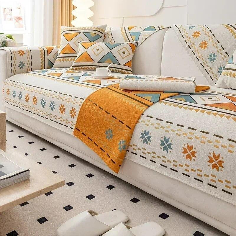 Bohemia Sofakissenbezug aus Chenille in Multicolour, rutschfester Schonbezug für dein Sofa, B/B: 70 x 70 cm - Bild 1
