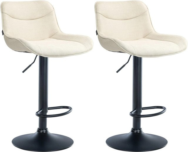 DELUKE Barhocker 2er Set TAMPA Tresenhocker mit Lehne in Creme und Schwarz aus Stoff und Kunstleder - Bild 1