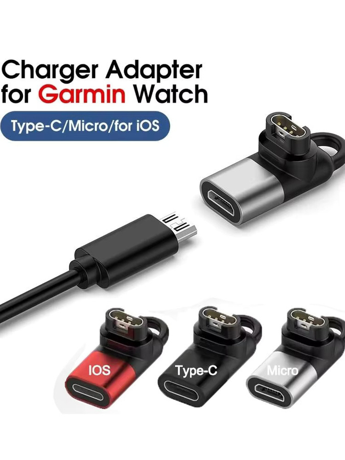 Garmin Ladekabel Adapter für Fenix 7 7x 6x 5 Vivoactive 4 und Forerunner 955 935 mit USB-C, Micro USB und Lightning Anschlüssen - Bild 5