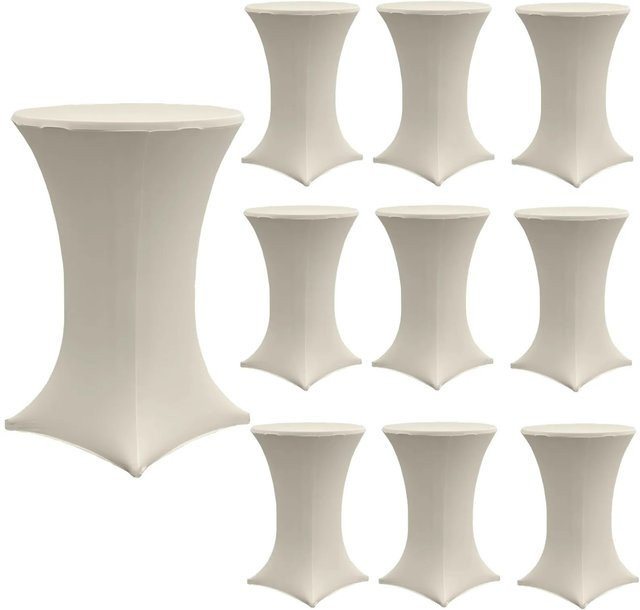 TRUTZHOLM 10er Set Stretch-Stehtischhusse für runde Tische, Beige, Durchmesser: 70 cm - Bild 1