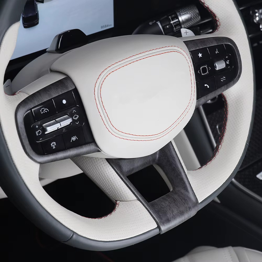 3-teiliges Lenkrad-Dekorleisten-Set aus Carbon-Faser und Holzmaserung in Schwarz für Genesis G80(PE), GV70(PE) und GV80(PE) LHD/RHD Auto-Innenausstattung - Bild 2